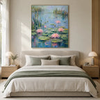 Expressionist floral/botanicals & nature oil painting showing botanical forms, flowers or trees arranged in a calm painterly composition in a blue palette.