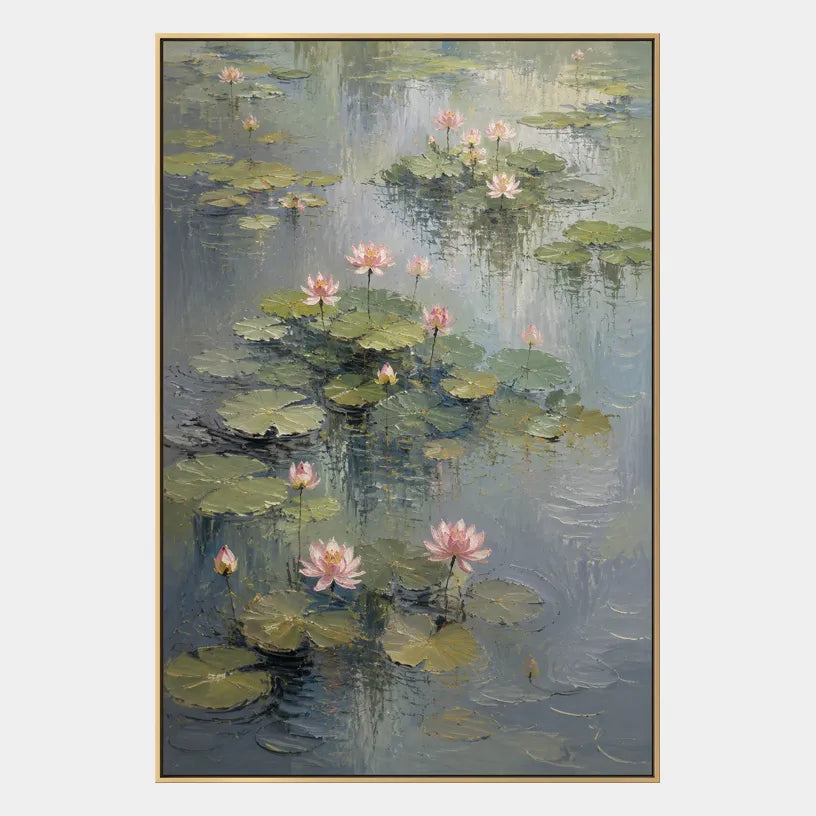 Expressionist floral/botanicals & nature oil painting showing botanical forms, flowers or trees arranged in a calm painterly composition in a grey palette.
