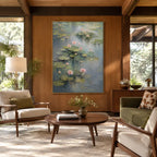 Expressionist floral/botanicals & nature oil painting showing botanical forms, flowers or trees arranged in a calm painterly composition in a grey palette.