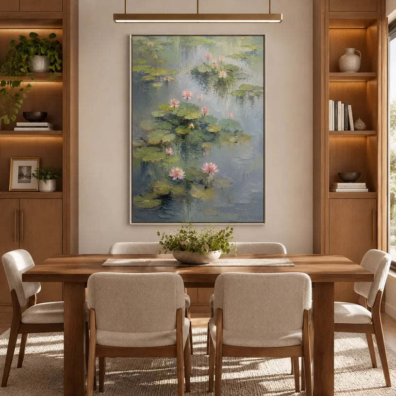 Expressionist floral/botanicals & nature oil painting showing botanical forms, flowers or trees arranged in a calm painterly composition in a grey palette.