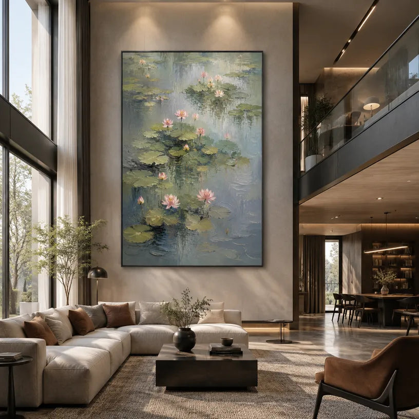 Expressionist floral/botanicals & nature oil painting showing botanical forms, flowers or trees arranged in a calm painterly composition in a grey palette.