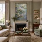 Expressionist floral/botanicals & nature oil painting showing botanical forms, flowers or trees arranged in a calm painterly composition in a grey palette.