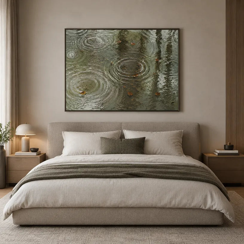 Expressionist landscapes & seascapes & cityscapes oil painting showing a painterly landscape with distant hills, trees or reflective water in a yellow palette.
