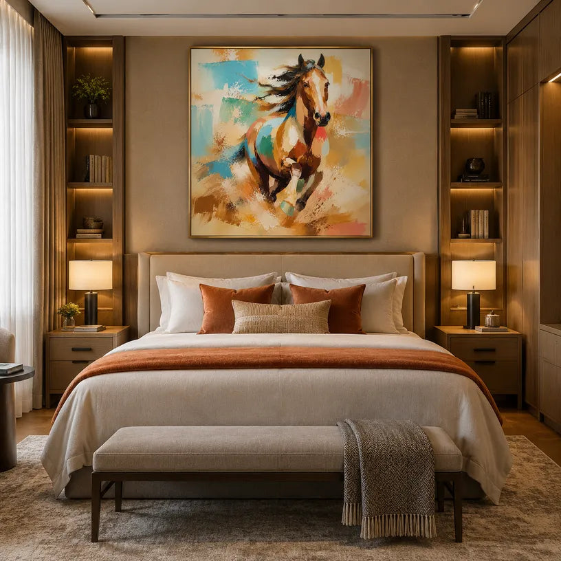 Expressionist animals oil painting showing an expressive animal subject rendered with visible brushwork in a orange palette.