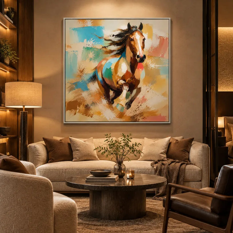Expressionist animals oil painting showing an expressive animal subject rendered with visible brushwork in a orange palette.