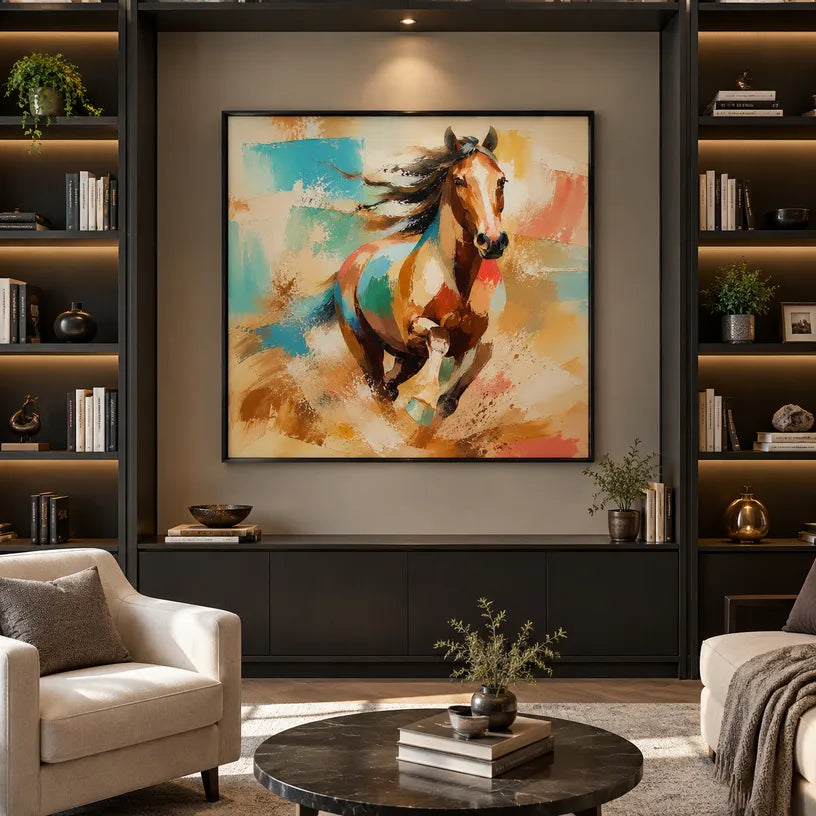 Expressionist animals oil painting showing an expressive animal subject rendered with visible brushwork in a orange palette.