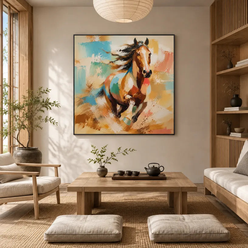 Expressionist animals oil painting showing an expressive animal subject rendered with visible brushwork in a orange palette.