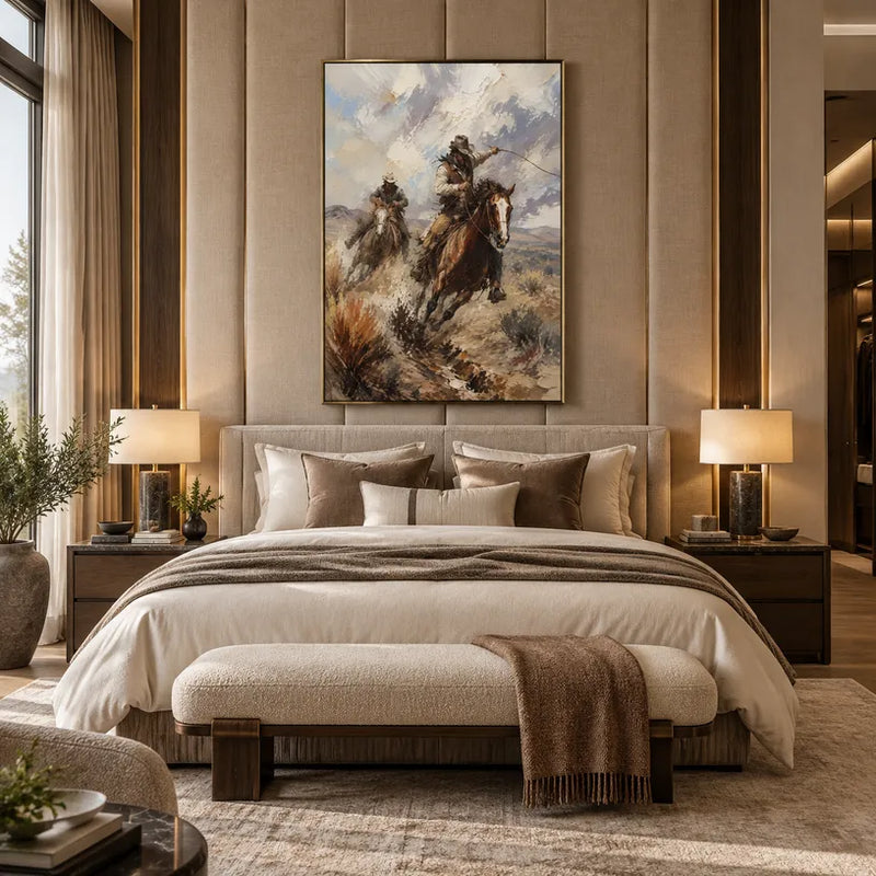 Peinture à l'huile d'animaux expressionnistes représentant un sujet animal expressif rendu avec un pinceau visible dans une palette beige.