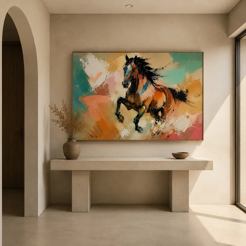 Expressionist animals oil painting showing an expressive animal subject rendered with visible brushwork in a orange palette.
