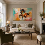 Expressionist animals oil painting showing an expressive animal subject rendered with visible brushwork in a orange palette.