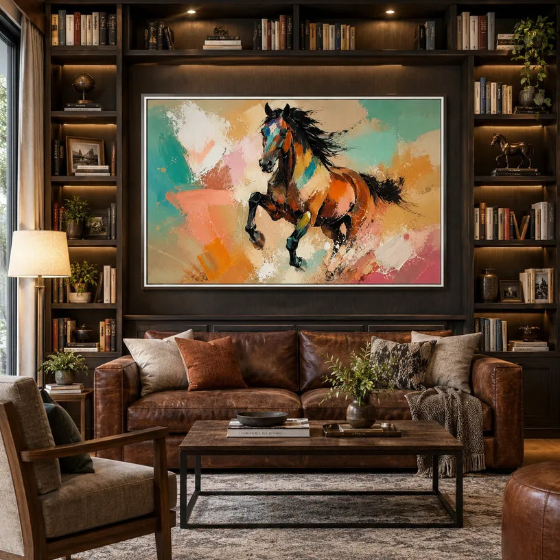 Expressionist animals oil painting showing an expressive animal subject rendered with visible brushwork in a orange palette.