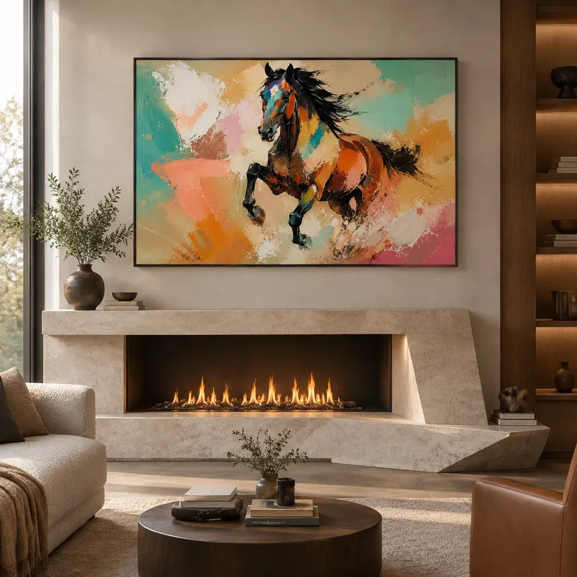 Expressionist animals oil painting showing an expressive animal subject rendered with visible brushwork in a orange palette.