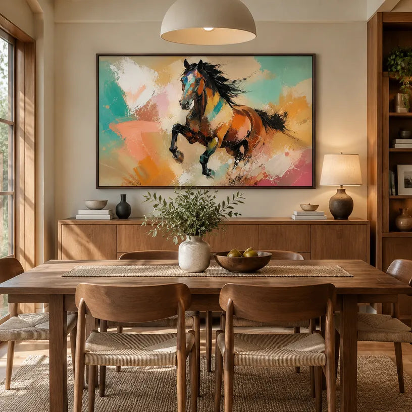 Expressionist animals oil painting showing an expressive animal subject rendered with visible brushwork in a orange palette.