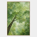Expressionist floral/botanicals & nature oil painting showing botanical forms, flowers or trees arranged in a calm painterly composition in a green palette.