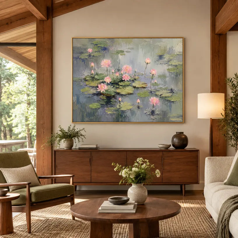 Expressionist floral/botanicals & nature oil painting showing botanical forms, flowers or trees arranged in a calm painterly composition in a grey palette.