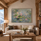 Expressionist floral/botanicals & nature oil painting showing botanical forms, flowers or trees arranged in a calm painterly composition in a grey palette.