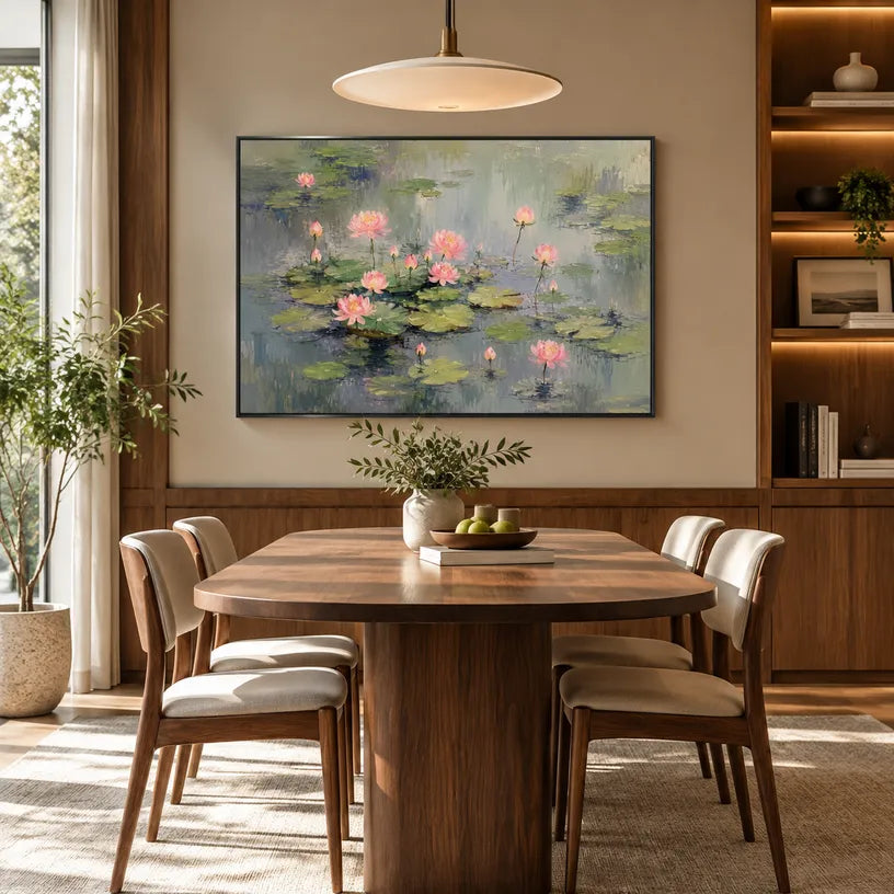 Expressionist floral/botanicals & nature oil painting showing botanical forms, flowers or trees arranged in a calm painterly composition in a grey palette.