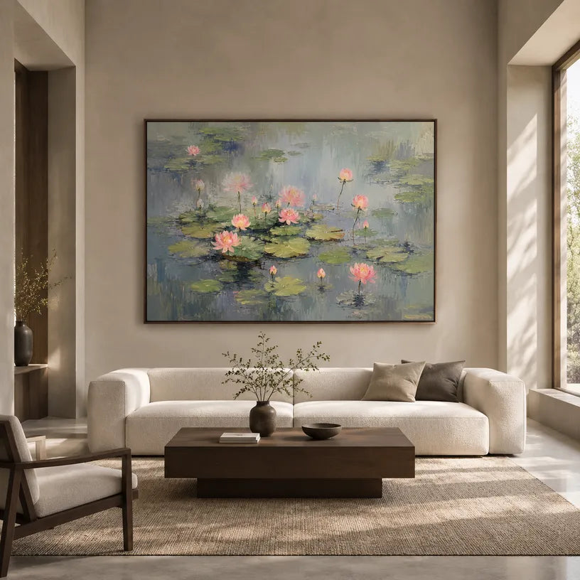 Expressionist floral/botanicals & nature oil painting showing botanical forms, flowers or trees arranged in a calm painterly composition in a grey palette.
