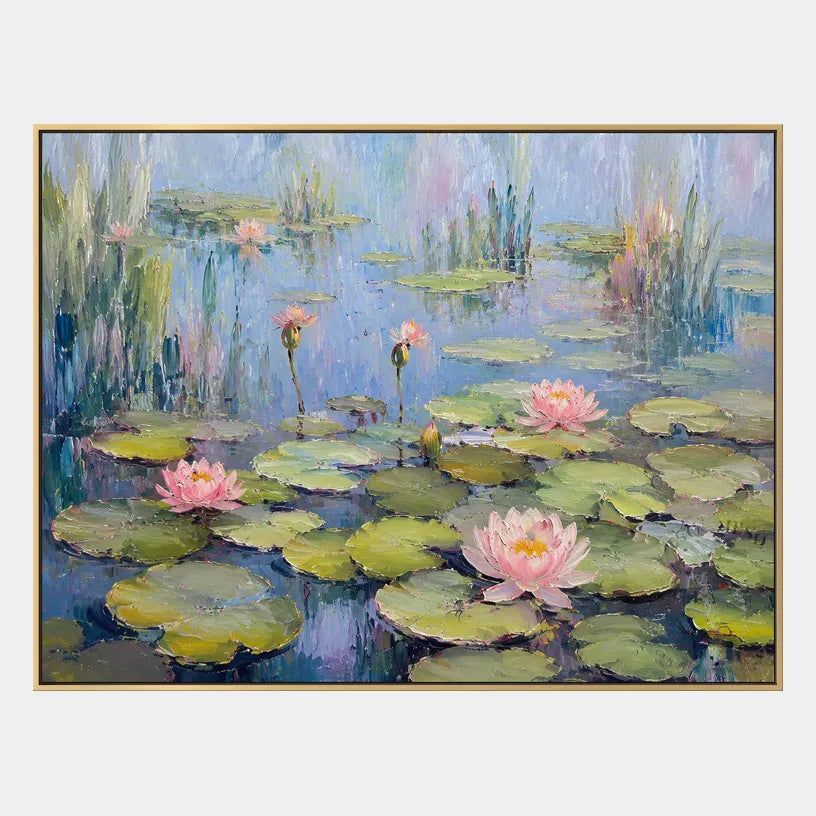 Expressionist floral/botanicals & nature oil painting showing botanical forms, flowers or trees arranged in a calm painterly composition in a blue palette.