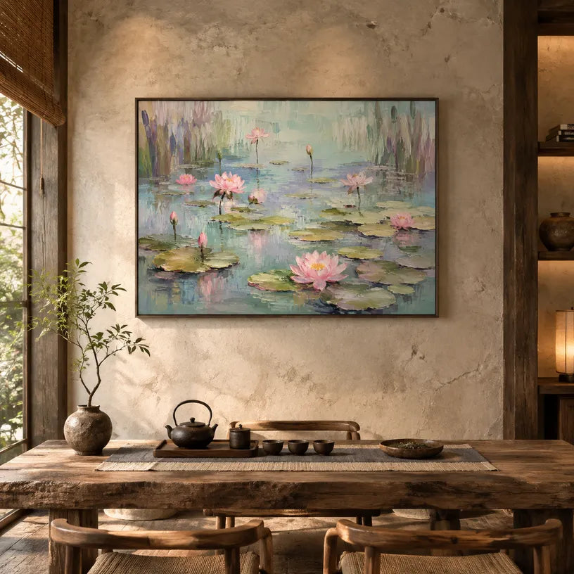 Expressionist floral/botanicals & nature oil painting showing botanical forms, flowers or trees arranged in a calm painterly composition.