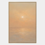 Expressionist landscapes & seascapes & cityscapes oil painting showing a painterly landscape with distant hills, trees or reflective water in a orange palette.