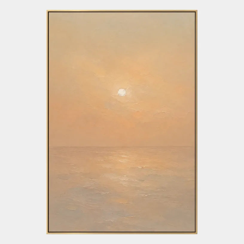Expressionist landscapes & seascapes & cityscapes oil painting showing a painterly landscape with distant hills, trees or reflective water in a orange palette.