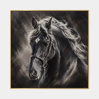 Expressionist animals oil painting showing an expressive animal subject rendered with visible brushwork in a black palette.