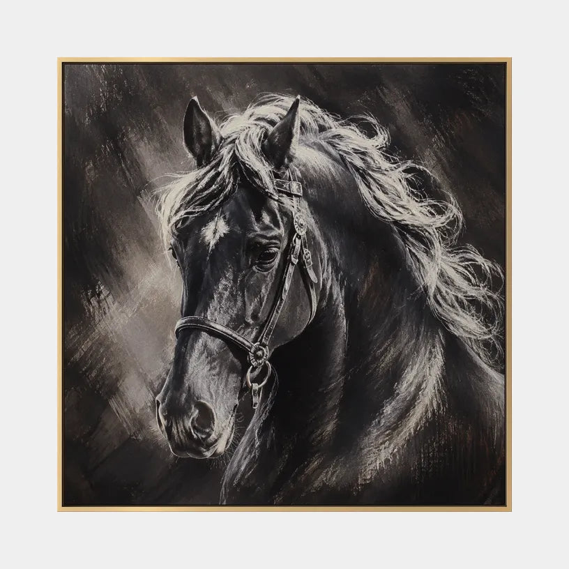 Expressionist animals oil painting showing an expressive animal subject rendered with visible brushwork in a black palette.
