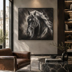 Expressionist animals oil painting showing an expressive animal subject rendered with visible brushwork in a black palette.