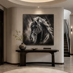 Expressionist animals oil painting showing an expressive animal subject rendered with visible brushwork in a black palette.