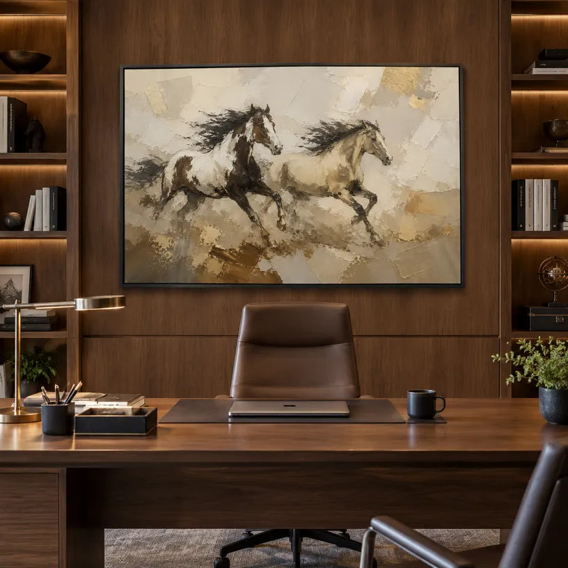 Expressionist animals oil painting showing an expressive animal subject rendered with visible brushwork in a brown palette.