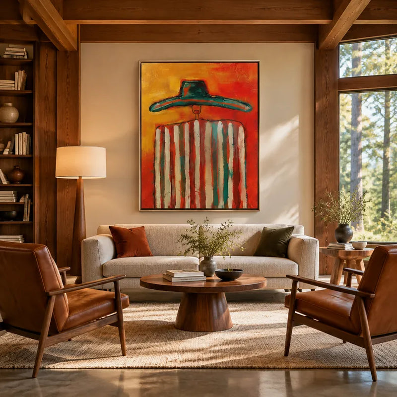 Expressionist abstract & conceptual oil painting featuring layered abstract marks, texture and expressive painterly movement in a red palette.