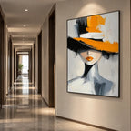Expressionist portraiture & figure oil painting featuring an expressive figure or portrait rendered with painterly detail in a orange palette.
