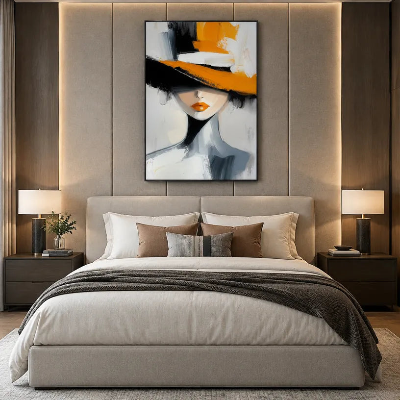 Expressionist portraiture & figure oil painting featuring an expressive figure or portrait rendered with painterly detail in a orange palette.