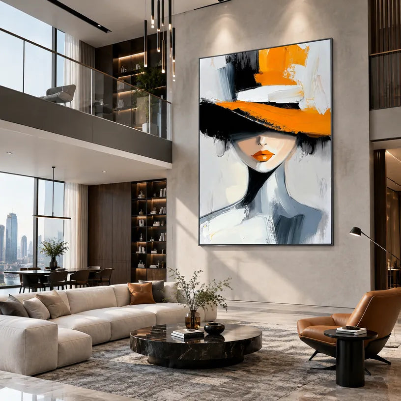 Expressionist portraiture & figure oil painting featuring an expressive figure or portrait rendered with painterly detail in a orange palette.