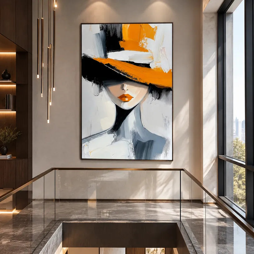 Expressionist portraiture & figure oil painting featuring an expressive figure or portrait rendered with painterly detail in a orange palette.
