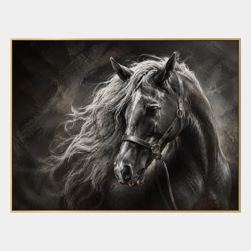 Expressionist animals oil painting showing an expressive animal subject rendered with visible brushwork in a black palette.