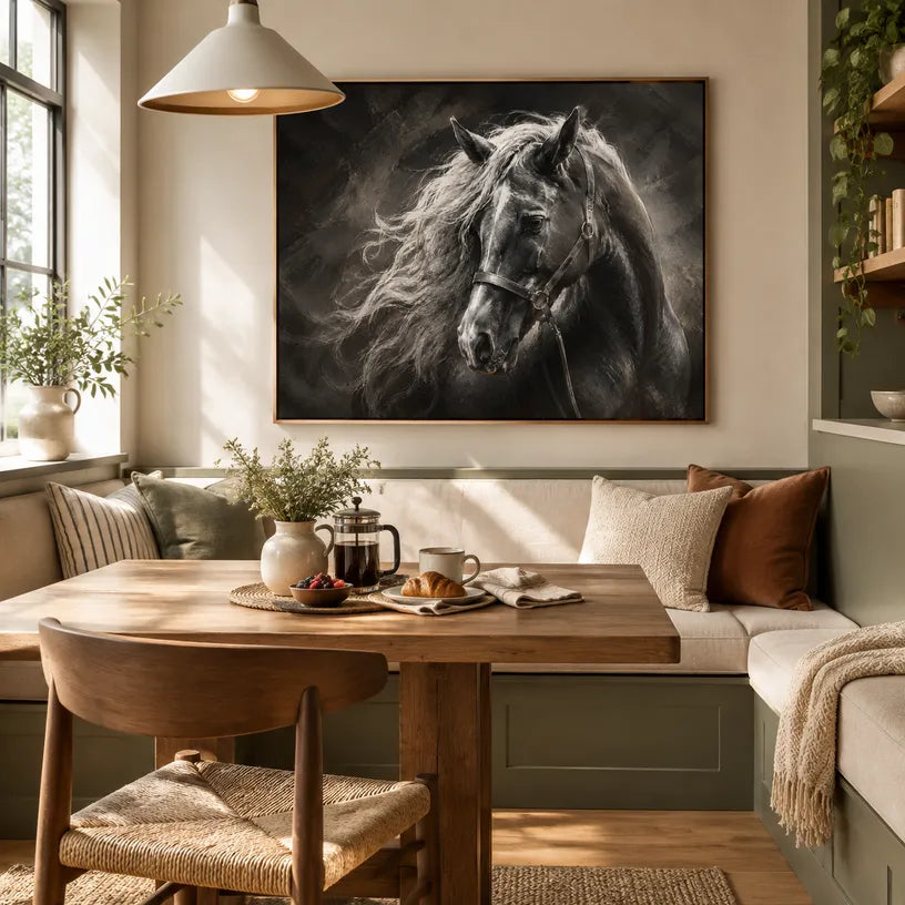 Expressionist animals oil painting showing an expressive animal subject rendered with visible brushwork in a black palette.