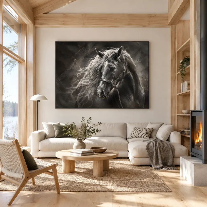 Expressionist animals oil painting showing an expressive animal subject rendered with visible brushwork in a black palette.