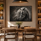 Expressionist animals oil painting showing an expressive animal subject rendered with visible brushwork in a black palette.
