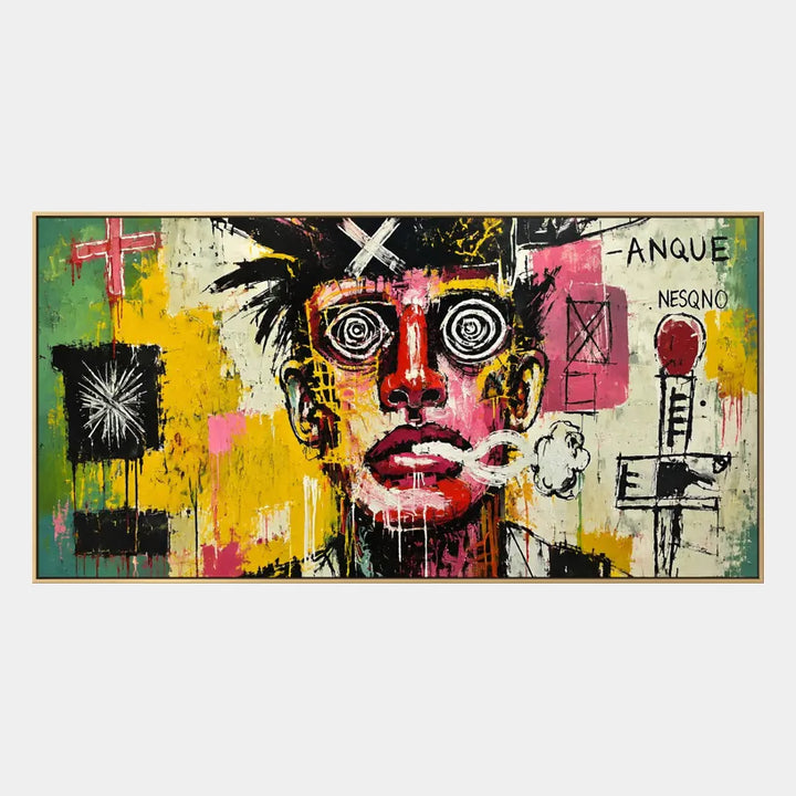 Ritrattistica di graffiti e pittura a olio con figure espressive o ritratti resi con dettagli pittorici.
