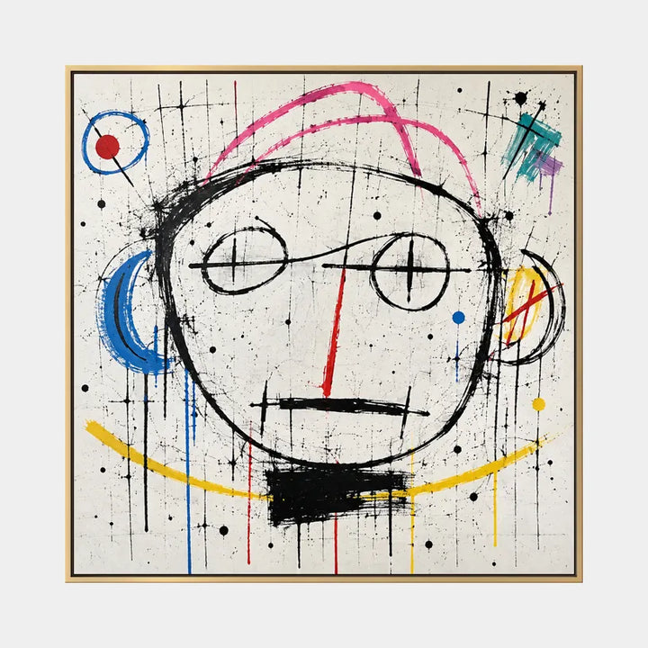Ritrattistica di graffiti e pittura a olio con figure espressive o ritratti resi con dettagli pittorici in una tavolozza beige.