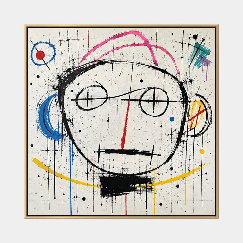 Graffiti-Porträt- und Figurenölgemälde mit einer ausdrucksstarken Figur oder einem Porträt mit malerischen Details in einer Beige-Palette.