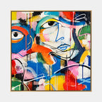 Retrato de graffiti y pintura al óleo de figuras que presentan una figura o retrato expresivo representado con detalles pictóricos.