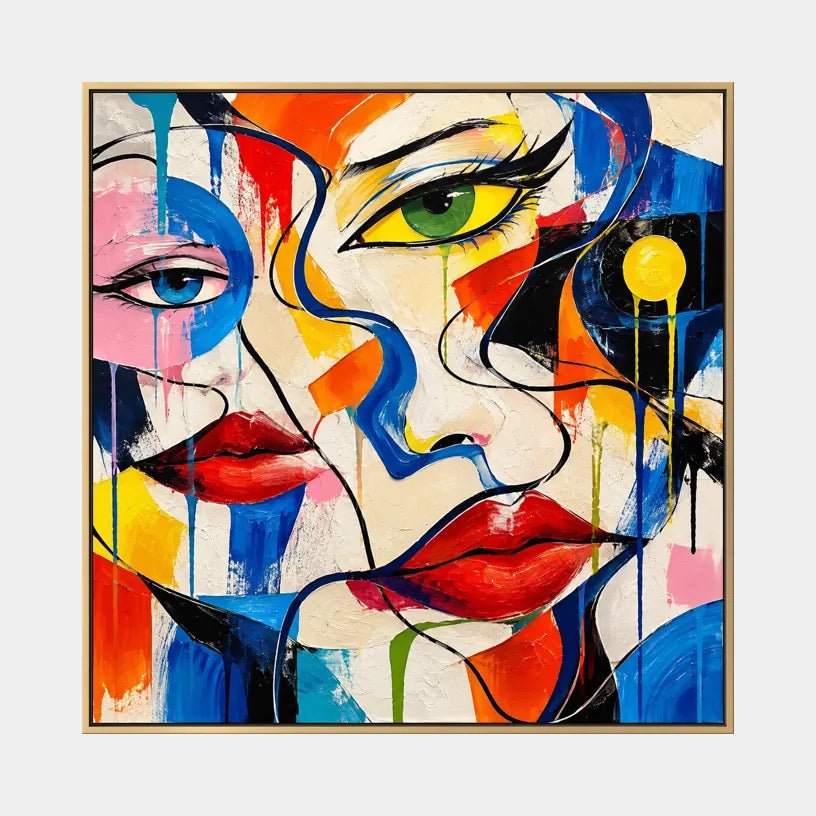 Ritrattistica di graffiti e pittura a olio con figure espressive o ritratti resi con dettagli pittorici.