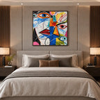 Ritrattistica di graffiti e pittura a olio con figure espressive o ritratti resi con dettagli pittorici.