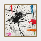 Pittura a olio astratta e concettuale di graffiti con segni astratti stratificati, consistenza e movimento pittorico espressivo in una tavolozza in bianco e nero.