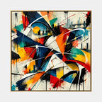Pittura a olio astratta e concettuale di graffiti con segni astratti stratificati, consistenza e movimento pittorico espressivo.