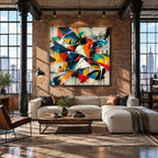 Pittura a olio astratta e concettuale di graffiti con segni astratti stratificati, consistenza e movimento pittorico espressivo.