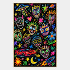 Peinture à l'huile de dessin animé graffiti présentant un sujet graphique ludique avec des détails picturaux vivants.